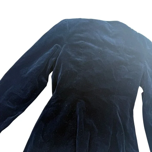 Vintage 1940s 1950s Black Velvet Jacket Real Fur Collar Button Front - Picture 5 of 9